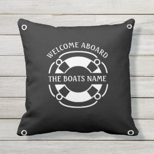 Willkommen an Bord Boote Name nautisch weiß und s Kissen