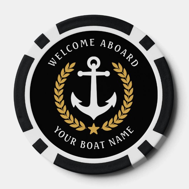 Willkommen an Bord des Bootes Name Nautical Anchor Pokerchips (Rückseite)