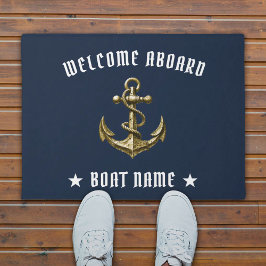 Willkommen an Bord des Nautical Gold Anchor Navy B Fußmatte