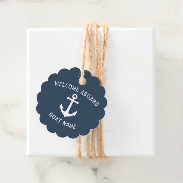 Willkommen an Bord des Schiffes Name Nautical Anch Geschenkanhänger (Beispiel)