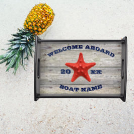 Willkommen an Bord Dock Wood Personalisiert Serviertablett
