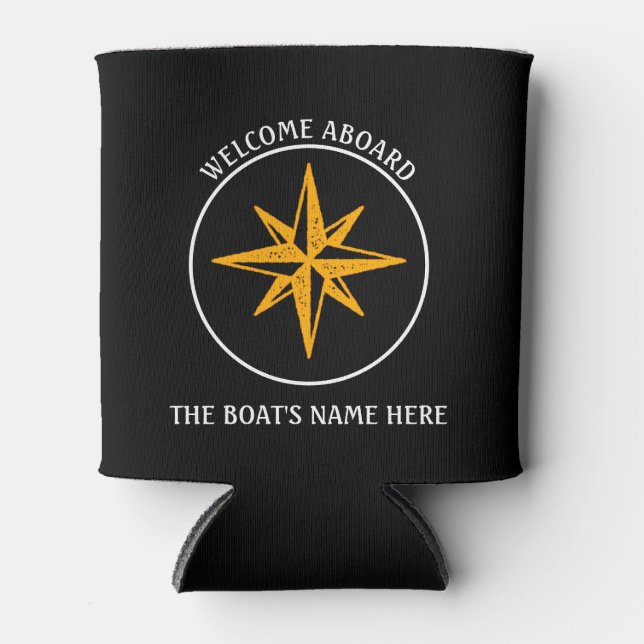 Willkommen an Bord Gruß Gold Nautic Star Image Dosenkühler (Vorderseite)