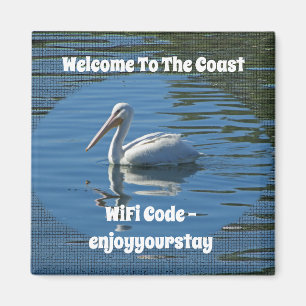 Willkommen an der Küste White Pelican Beach WLAN Magnet