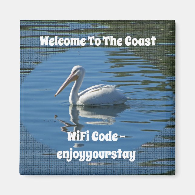 Willkommen an der Küste White Pelican Beach WLAN Magnet (Vorne)
