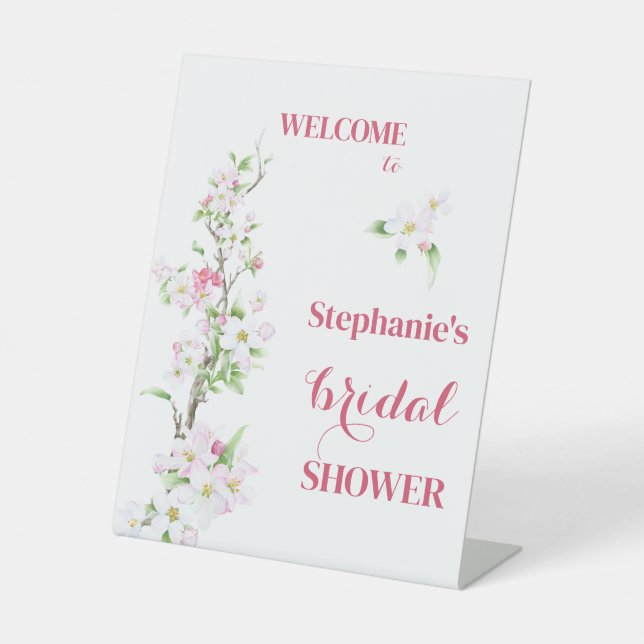 Willkommen Apple Blossom Brautparty Personalisiert Sockelschild (Vorderseite)
