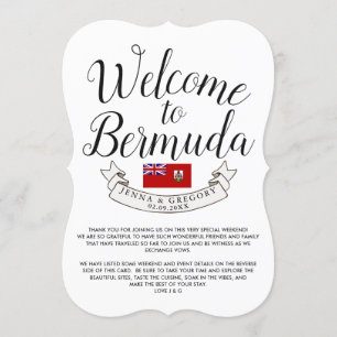 Willkommen auf Bermuda   Geschenk für eine Hochzei Einladung