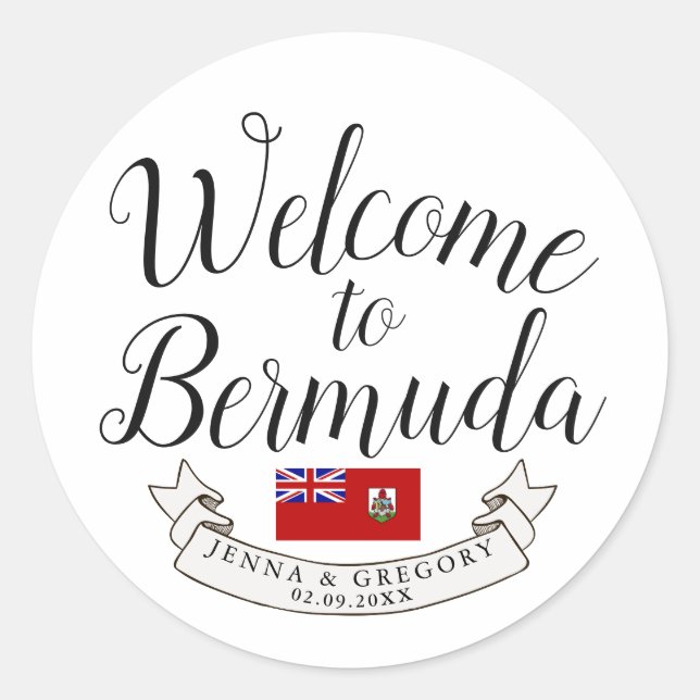 Willkommen auf Bermuda | HOCHZEIT IN URLAUBSORT Runder Aufkleber (Vorderseite)
