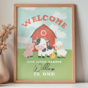 Willkommen auf dem Bauernhof Jungen Geburtstag Poster