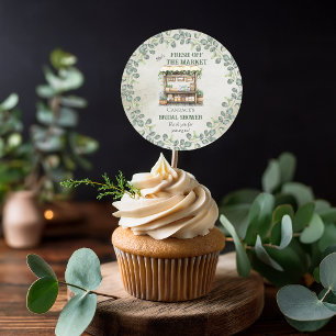 Willkommen auf dem Bauernmarkt-Stand zur Brautpart Runder Aufkleber