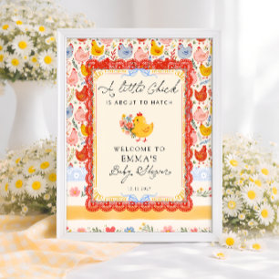 Willkommen auf der Baby-Party Little Chick Farm Hu Poster
