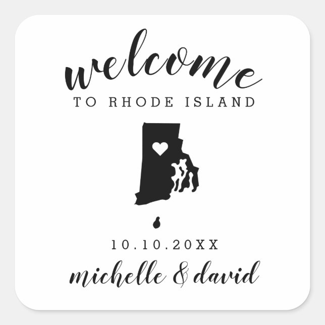 Willkommen auf der Insel Rhode | Brauchtum für Hoc Quadratischer Aufkleber (Vorderseite)