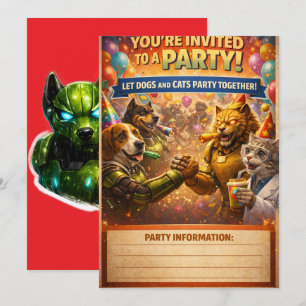 Willkommen auf der Party, lasst die Katzen spielen Einladung