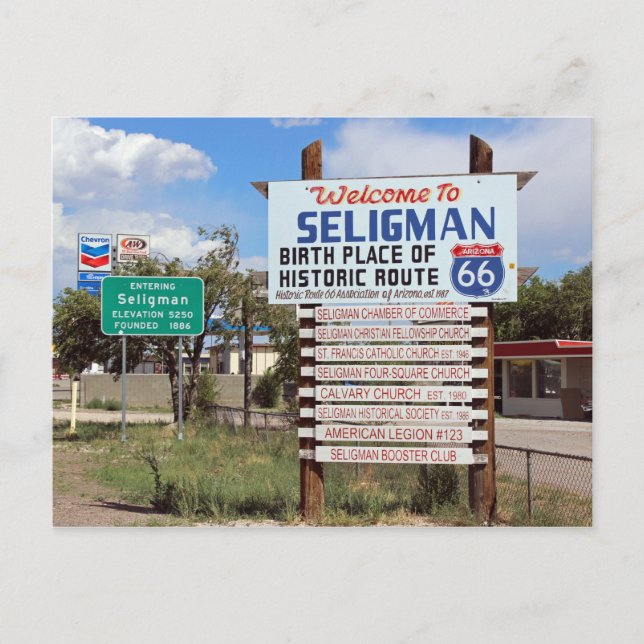 Willkommen auf der Seligman Route 66 Postcard! Postkarte (Vorderseite)