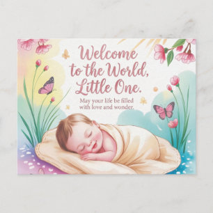 "Willkommen auf der Welt" Neugeborenen-Babygruß Postkarte