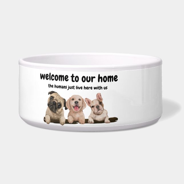 Willkommen auf der Zuhause - lustiges Hundebonat Napf (Vorderseite)