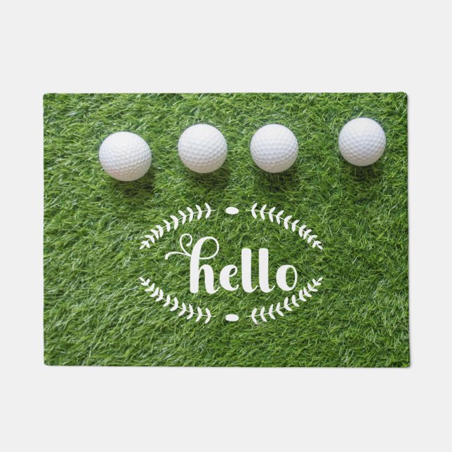 Willkommen auf Golfer's Zuhause mit Golfbälle Hall Fußmatte (Vorderseite)