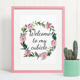 Willkommen auf meinem Cubicle-Schild Büro Schreibt Poster