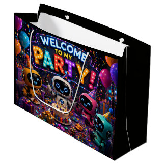 Willkommen auf meiner Party, niedliche Roboter, gr Große Geschenktüte