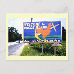 Willkommen auf Rhode Island, Verkehrsschild 1956 V Postkarte