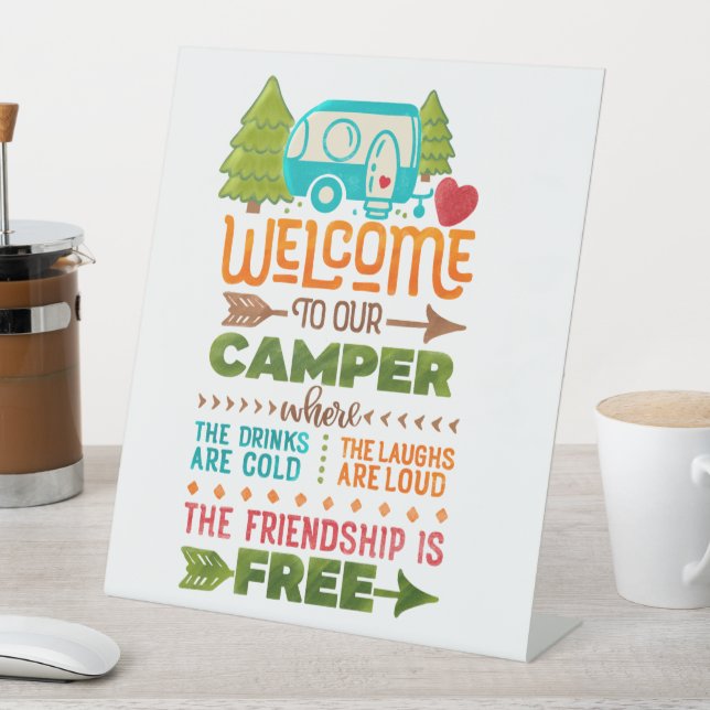 Willkommen auf unserem Campingplatz  Sockelschild (In Situ)