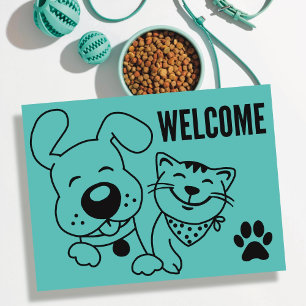 Willkommen auf unserer Büro-Hund-Katze-Tiere-Postk Postkarte