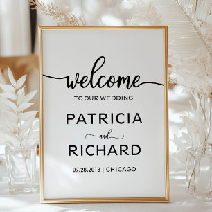 Willkommen auf unserer Hochzeit Chic Calligraphy Poster