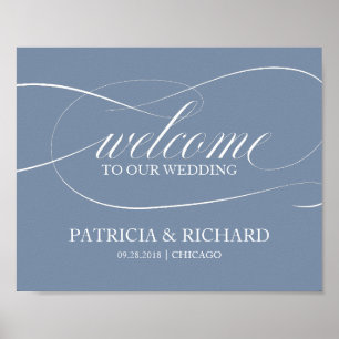 Willkommen auf unserer Hochzeit Dusty Blue Schild