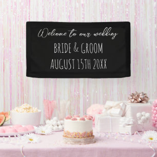 Willkommen auf unserer Hochzeit in schwarzer und w Banner