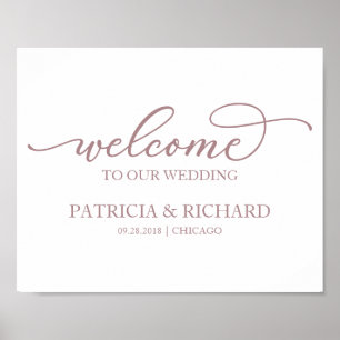 Willkommen auf unserer Hochzeit Rose Gold Schriftp Poster