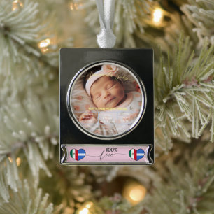 Willkommen Baby Benutzerdefinierte Foto-Neugebor Banner-Ornament Silber