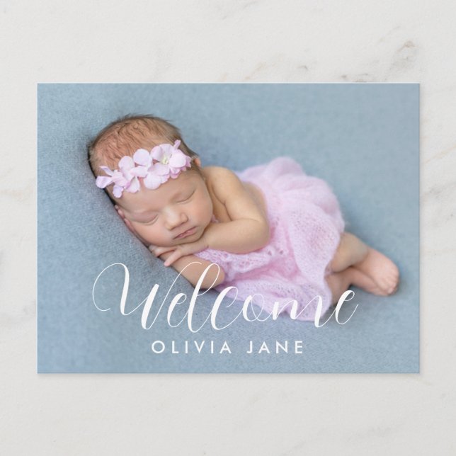 Willkommen | Baby Birth Announction Postcard Ankündigungspostkarte (Vorderseite)