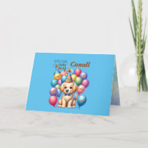 Willkommen Baby Boy Welpe Hund und Balloons