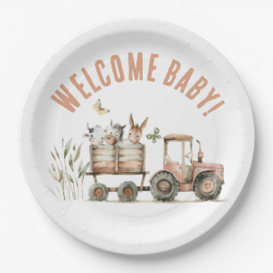 Willkommen Baby Country Farm Floral Papierplatte Pappteller