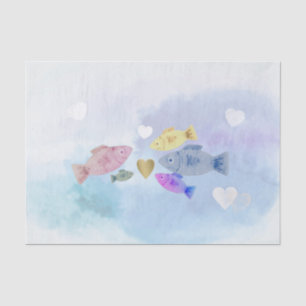 Willkommen Baby Dreamy Aquarell Fisch Familie Herz Seidenpapier