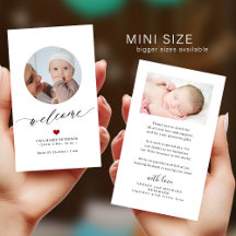 Willkommen Baby-Foto MINI-GRÖßE Geburtsanzeige