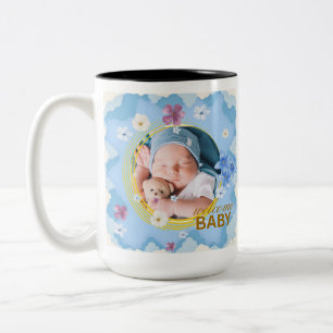 Willkommen Baby Junge Individuelle Foto-Kaffeetass Zweifarbige Tasse