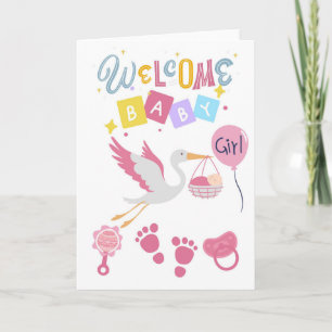 Willkommen Baby Mädchen Karte