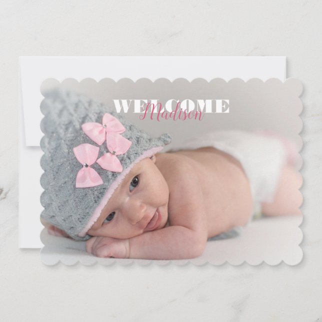 Willkommen Baby Name Foto ... Neue Baby-Ankündigun Ankündigung (Vorderseite)