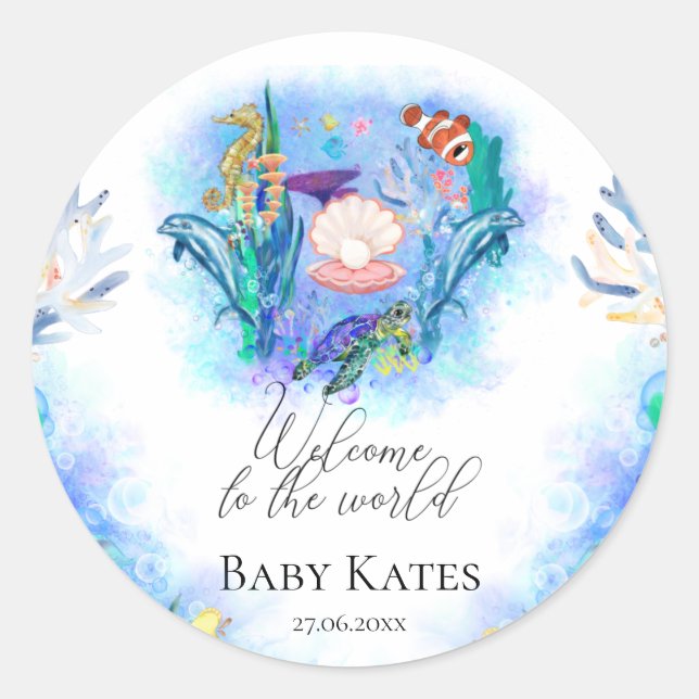 Willkommen Baby Ocean Sea Animes Runder Aufkleber (Vorderseite)