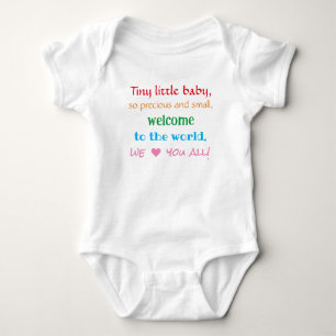 Willkommen Baby One-Piece, Unisex, Rhyme, farbig Baby Strampler