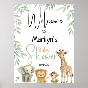 Willkommen Baby Shower Baby Tiere Poster