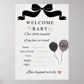 Willkommen Baby Shower Poster mit Ballons Junge & 