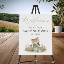 Willkommen Baby Shower Wald Fuchs Mädchen