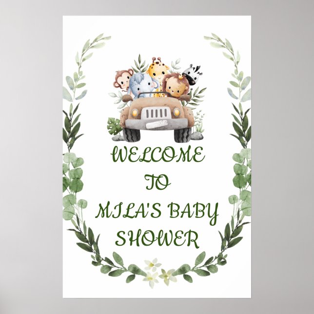 WILLKOMMEN BABY SHOWSIGN, SAFARI-ABENTEUER POSTER (Vorne)