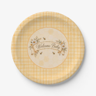 Willkommen Baby Wabenbienen Papierplatten Pappteller