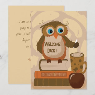 Willkommen Back Brown Owl Teacher Einladung