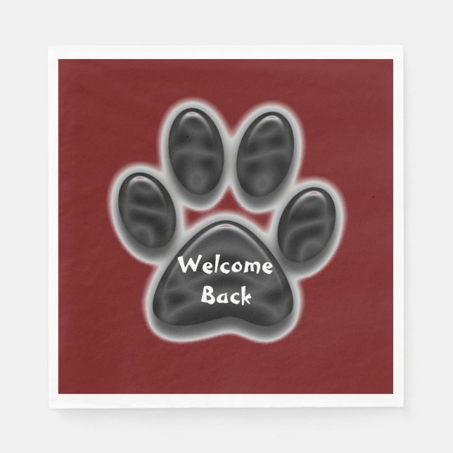 Willkommen Back Paw Print Dog Lover Tier Serviette (Vorderseite)