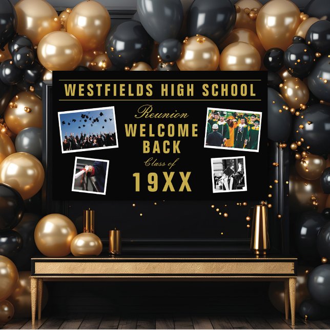 Willkommen Back School Wiedersehen Four Foto Colla Banner ('Welcome Back' School Reunion Modern 4 Snapshot Photo Collage Banner @ www.zazzle.com/color_therapy)
