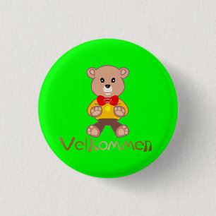 Willkommen Bär Apfel Grün Willkommen Button