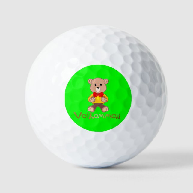 Willkommen Bär Apfel Grün Willkommen   Golfball (Vorderseite)